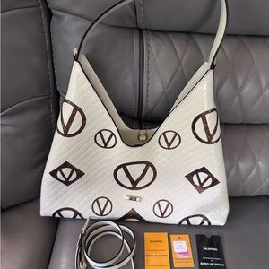 Valentino Cream and Brown Shoulder Bag